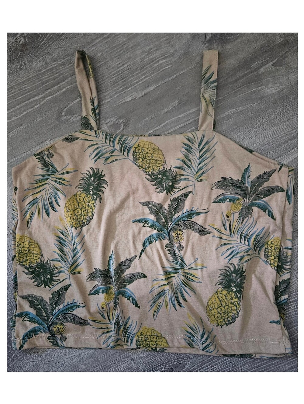 Y2K Tropical Pineapple Palm Tree Tank Top Boho Summer S/M - Picture 1 of 5